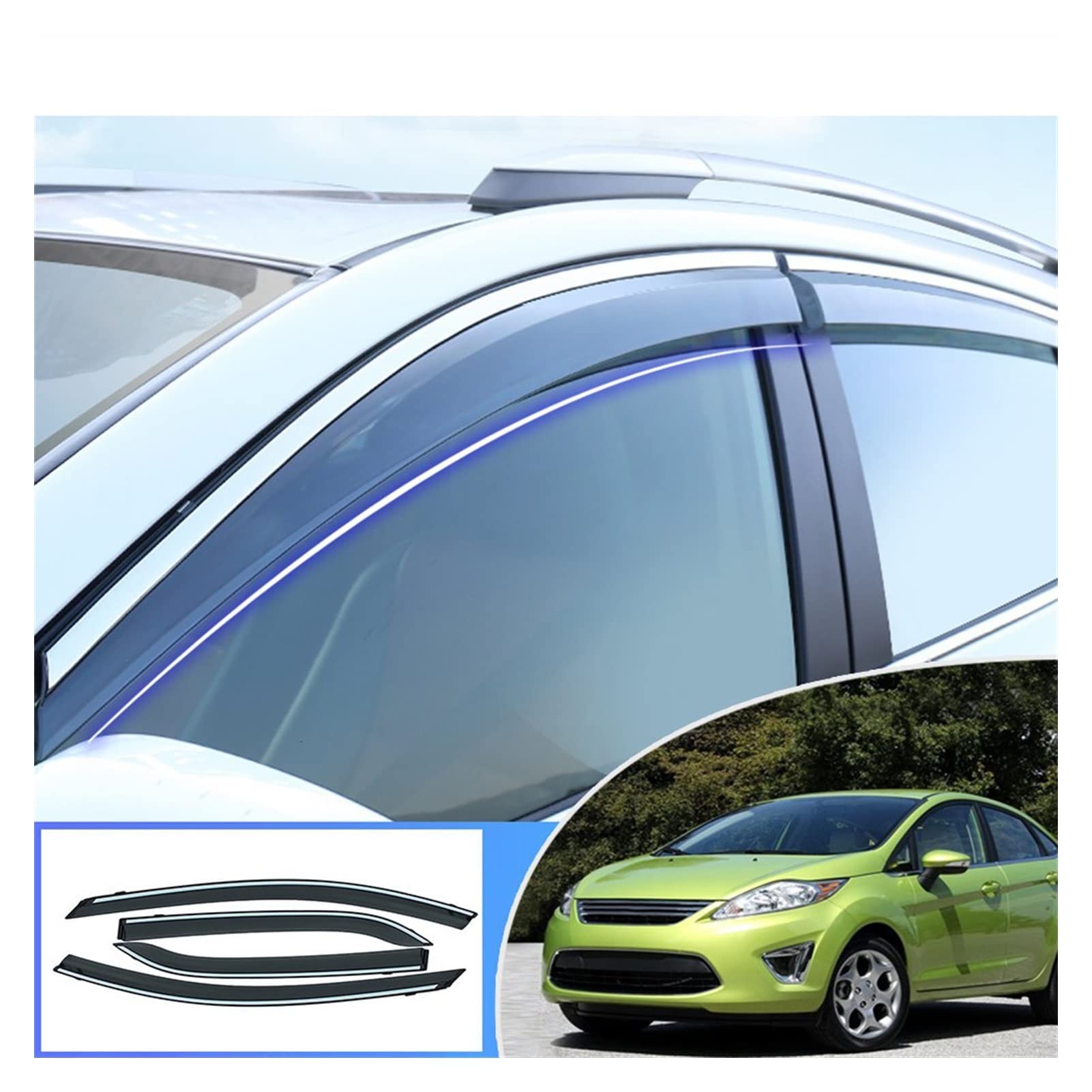 Visier Deflector Für Ford Fiesta Sedan 2010-2018 Windabweiser Seitenfenster Regenabweiser von QDHGCFOC