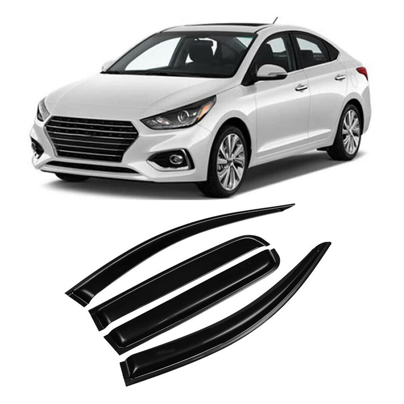 Visier Deflector Für Hyundai Accent 2018 2019 2020 2021 Windabweiser Seitenfenster Regenabweiser von QDHGCFOC