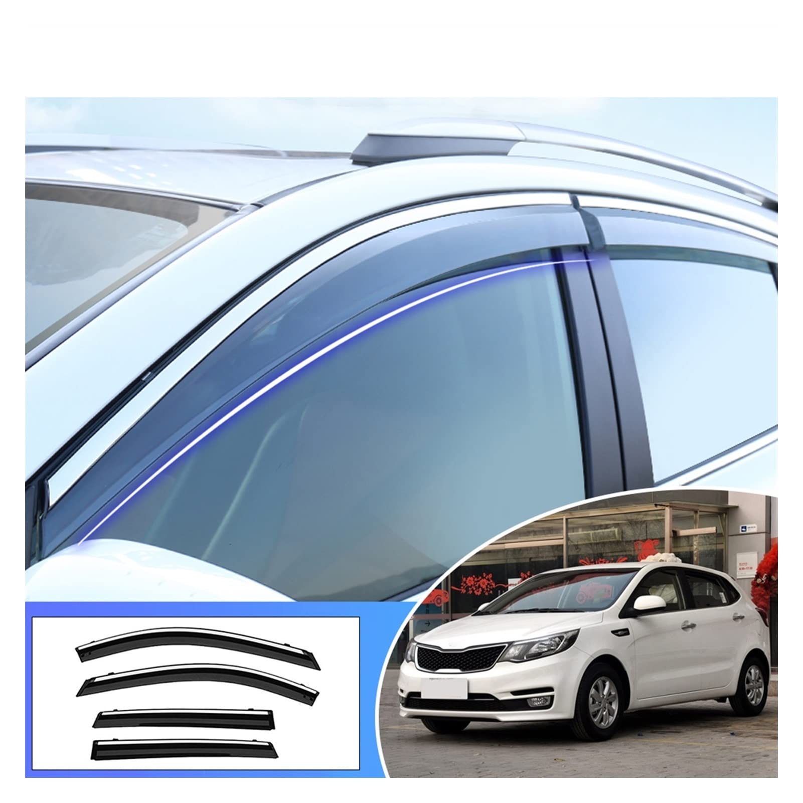 Visier Deflector Für KIA K2 Hatchback 2011 2012 2013 2014 2015 2016 Windabweiser Seitenfenster Regenabweiser von QDHGCFOC