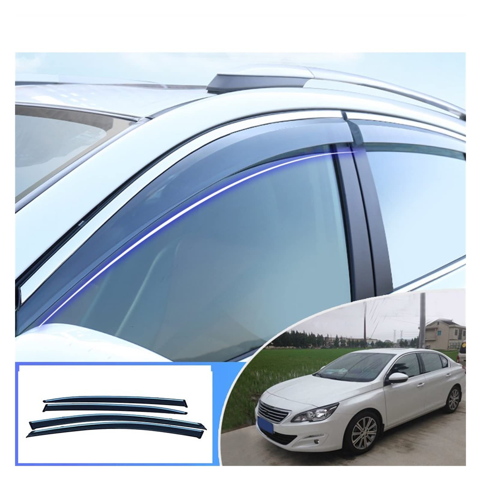 Visier Deflector Für Peugeot 408 2014 2015 2016 2017 2018 2019 Windabweiser Seitenfenster Regenabweiser von QDHGCFOC