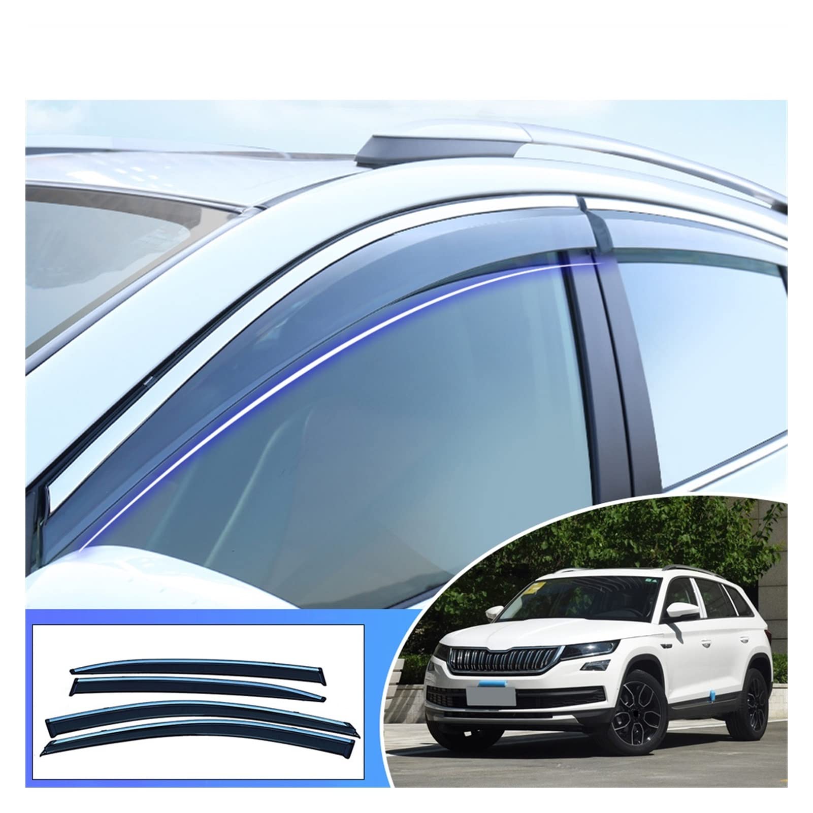 Visier Deflector Für Skoda KODIAQ 2017 2018 2019 Windabweiser Seitenfenster Regenabweiser von QDHGCFOC