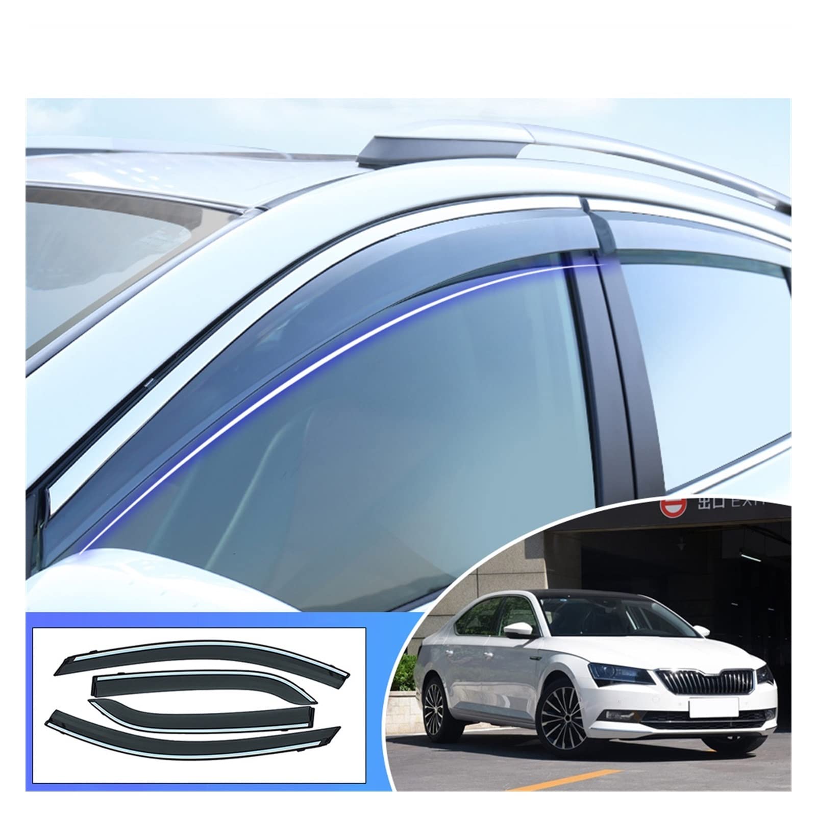 Visier Deflector Für Skoda Superb 2016 2017 2018 2019 Windabweiser Seitenfenster Regenabweiser von QDHGCFOC