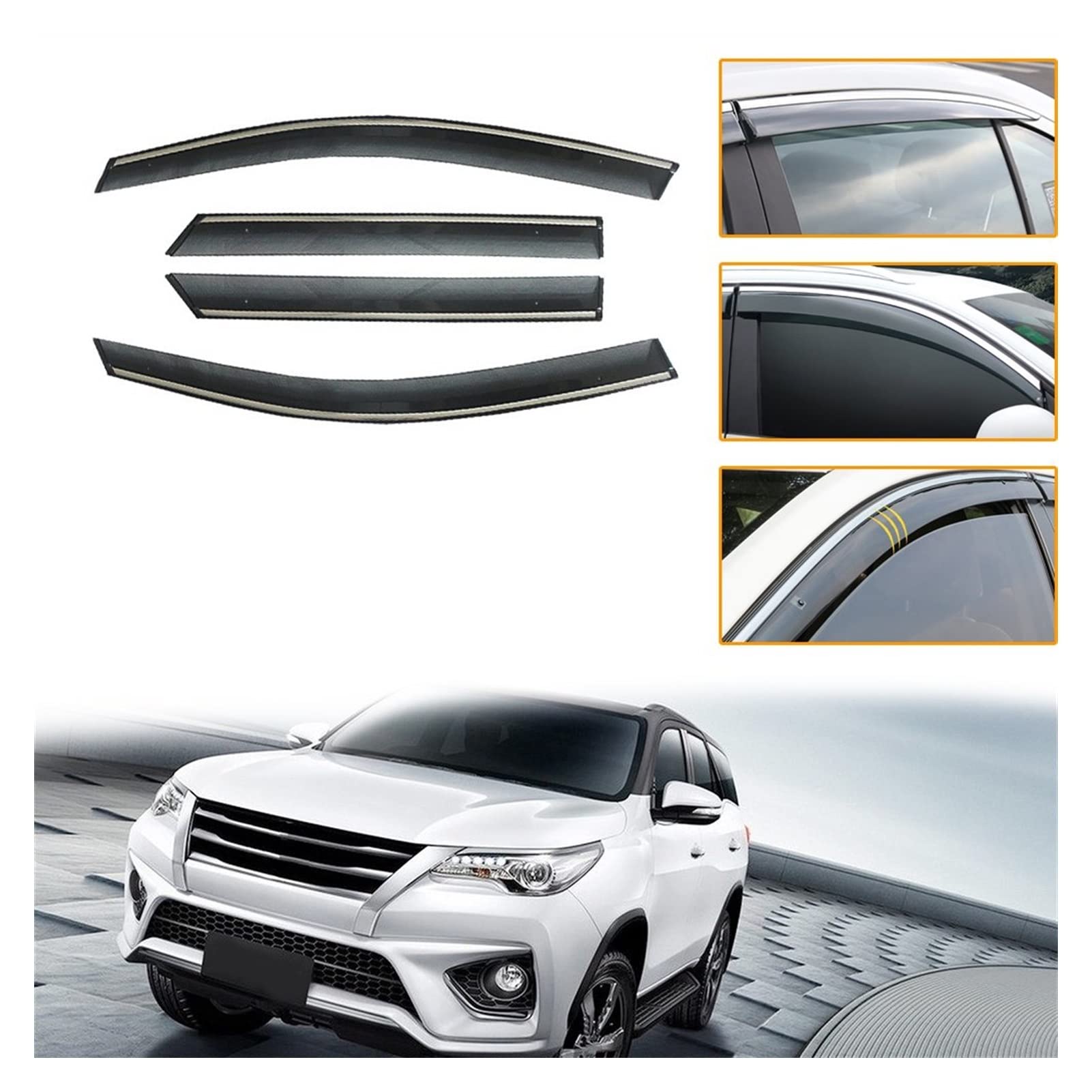 Visier Deflector Für Toyota Fortuner AN150/AN160 2016 2017 2018 2019 Windabweiser Seitenfenster Regenabweiser von QDHGCFOC