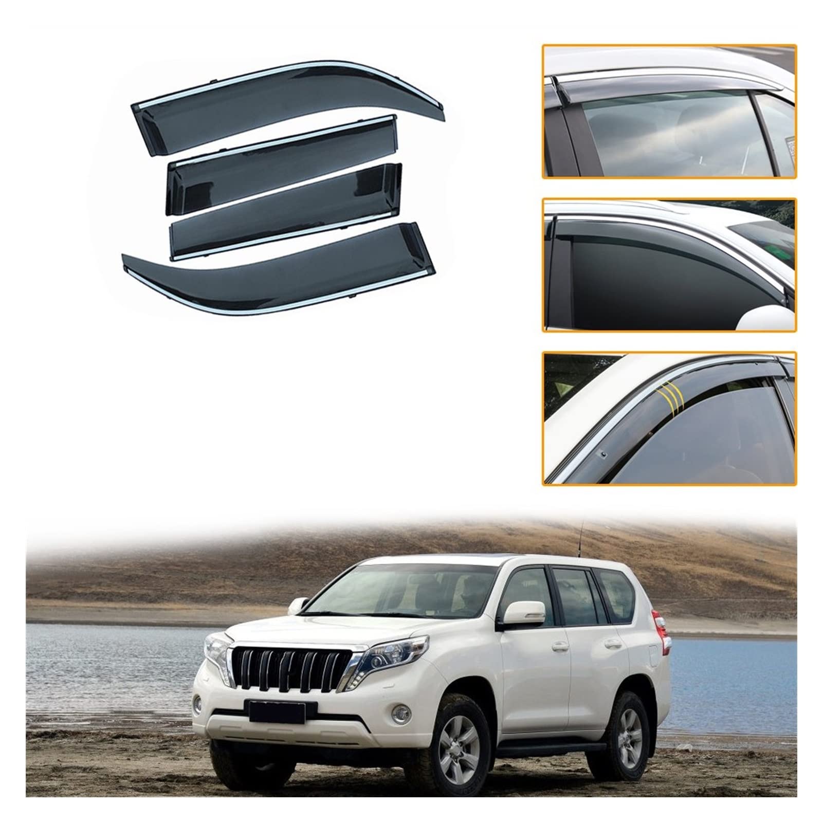 Visier Deflector Für Toyota Prado KDJ150R/J150 2010-2019 Windabweiser Seitenfenster Regenabweiser von QDHGCFOC