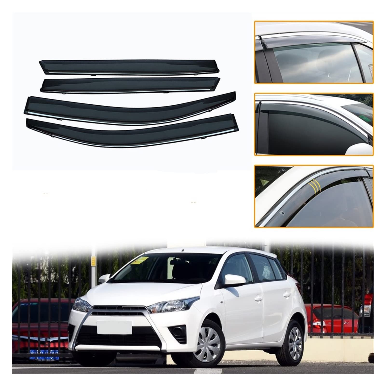 Visier Deflector Für Toyota Yaris L Hatchback 2014 2015 2016 2017 2018 2019 Windabweiser Seitenfenster Regenabweiser von QDHGCFOC