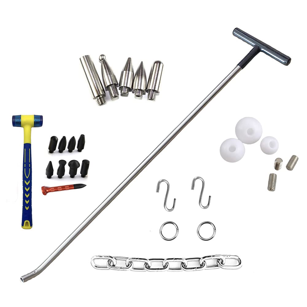 QDentMov Ausbeulstangen-Set (25 Stück), einzelne Biegung, austauschbare Spitze, 12 mm Durchmesser, Dellenreparatur, Handwerkzeug für Karosserie-Dellenschäden von QDentMov