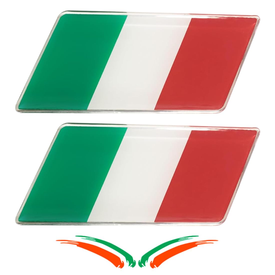 QEDBOJE 2 Stück italienische Flagge Aluminium Abzeichen Grille Abzeichen Aufkleber Dekoration von QEDBOJE