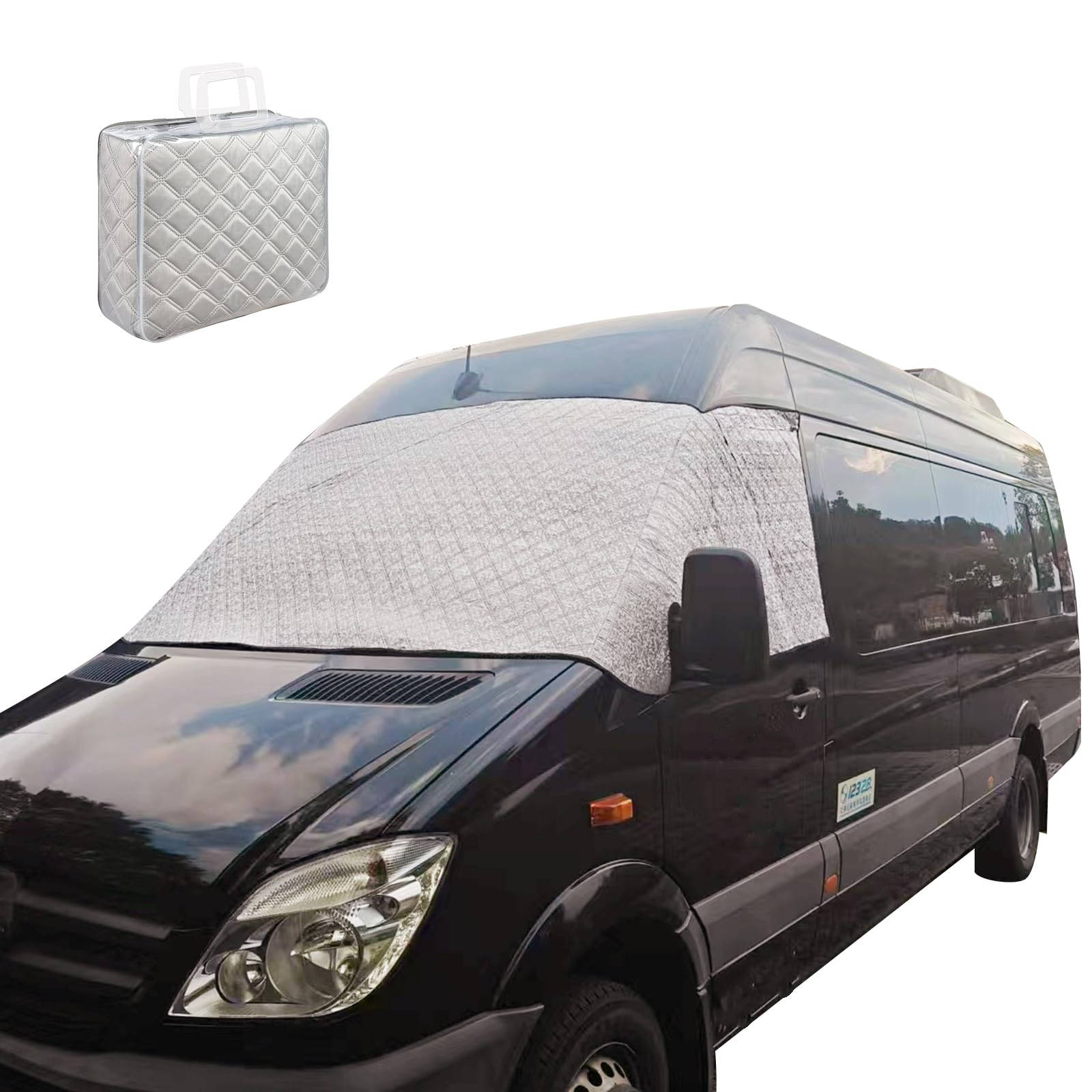 Auto Frontscheibenabdeckung für Benz Vito III W447 2014-2024 Silber Faltbare Frontscheibe Wrap Abdeckung Externe Thermo Anti Frost Eis Wasserdicht Frontscheibenabdeckung von QENETY