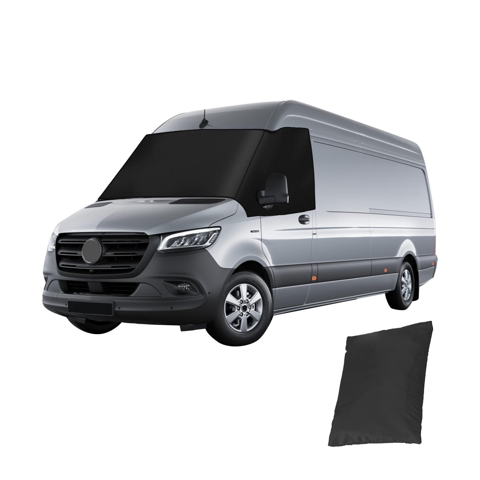 Frontscheiben-Abdeckung für Mercedes Sprinter 2019–2024, schwarz, 600D wasserdicht, Frontscheibe, Sonnenschutz, Schnee-Abdeckung, Allwetter-Luxus-Außenverdunkelungsabdeckung von QENETY