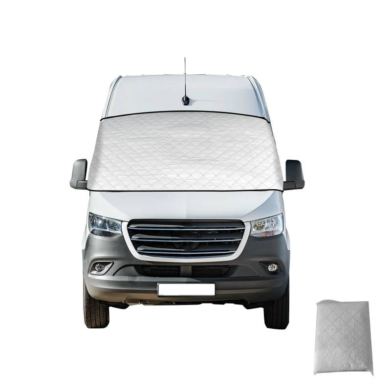 QENETY Externe Thermo-Windschutzscheibenabdeckung für Mercedes Sprinter 2006-2018, Silber Faltbare Windschutzscheibenabdeckung Frontscheibe Wrap Abdeckung, Windschutzscheibe Anti Schnee Frost Eis von QENETY