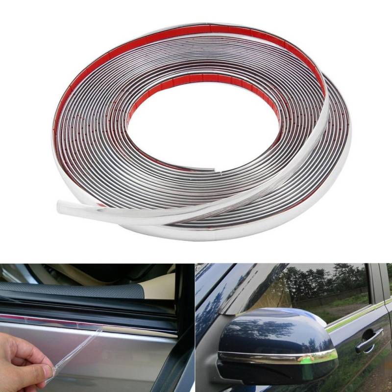 Universal Chrom Zierleiste Auto 10mm x 15m Flexible Zierleisten Selbstklebend Chromleiste Stoßstange Leisten Chrom Streifen Aufkleber von QEUhang