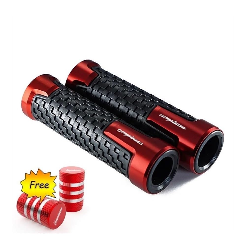 Motorrad 7/8" 22mm Lenkergriffe Für Suzu&ki Für Hayabusa 2021 2022 2023 Motorrad CNC Lenker Griffe Griff Grip Schutz Griff Bar(Red) von QGBUSQ