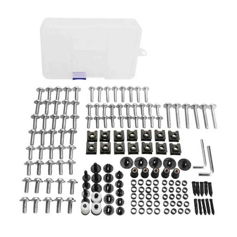 QGBUSQ Bolzenschraube Für Hon┐da Für Cb750 Für CB919 Für Cb900f Motorradzubehör Komplettes Verkleidungsschrauben-Kit Schrauben Muttern Clips(Silver) von QGBUSQ