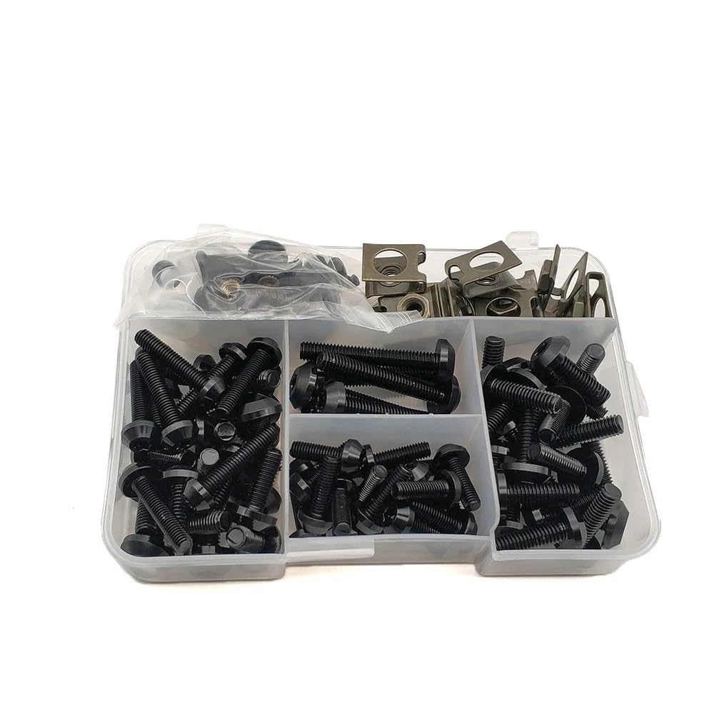 QGBUSQ Bolzenschraube Motorrad Verkleidung Schrauben Muttern Kit Körper Fastener Clips Schraube Für K&awasaki Für Z300 Für Z400 Für Z 750 1000 900 800 250 650 Für Zxr 400(Black) von QGBUSQ