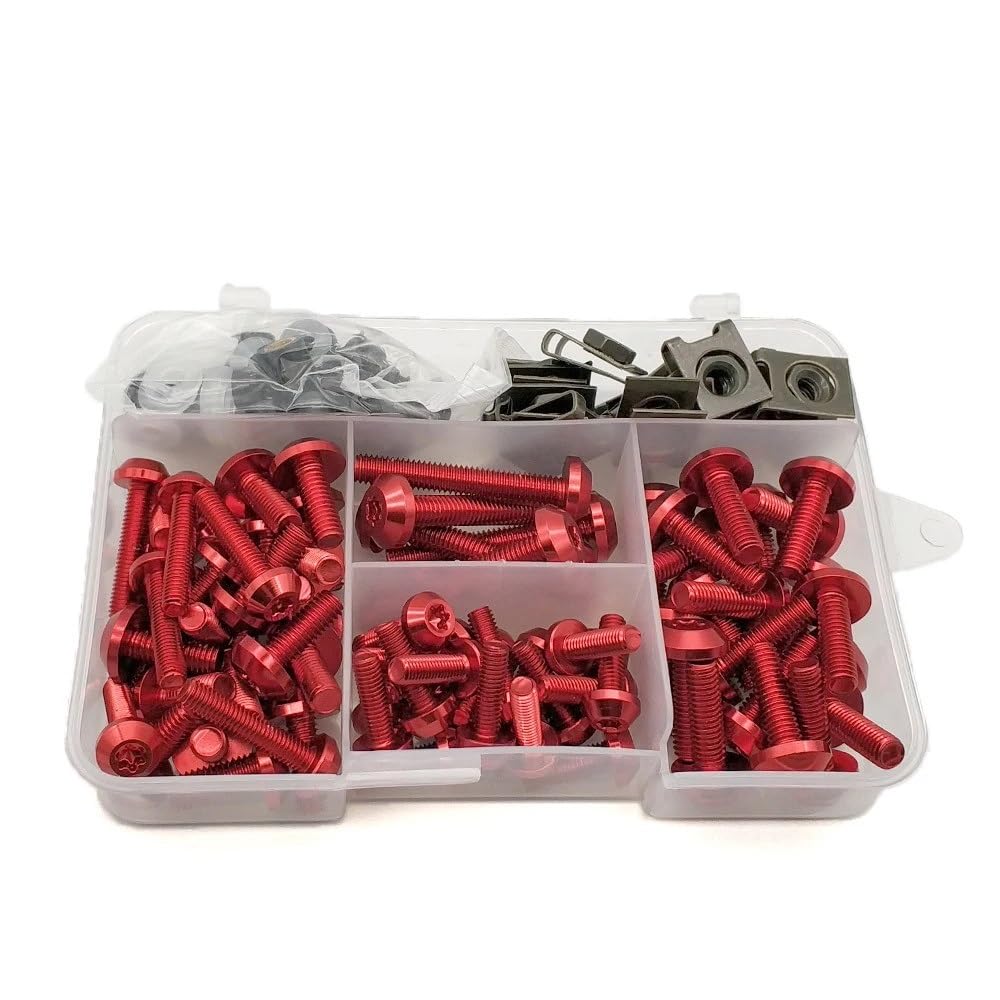 QGBUSQ Bolzenschraube Universal Motorrad Verkleidung Schrauben Muttern Kit Körper Fastener Clips Schraube Für Hon┐da Für CBR650R Für CBR650F Für CBR125R(Red) von QGBUSQ