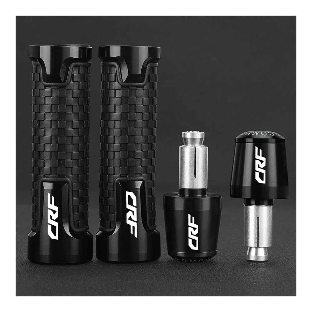 QGBUSQ Motorrad 7/8" 22mm Lenkergriffe 7/8'' 22mm Motorrad Lenker Griffe Enden Griff Bar Kappe Grip End Plugs Für Für CRF250R 2021 2022 Für CRF250F 2023(A Black Black Set) von QGBUSQ