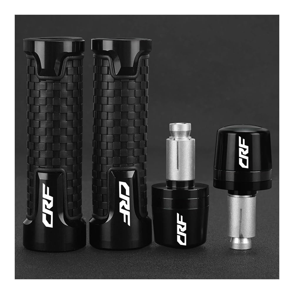 QGBUSQ Motorrad 7/8" 22mm Lenkergriffe 7/8'' 22mm Motorrad Lenker Griffe Enden Griff Bar Kappe Grip End Plugs Für Für CRF250R 2021 2022 Für CRF250F 2023(B Black Set) von QGBUSQ