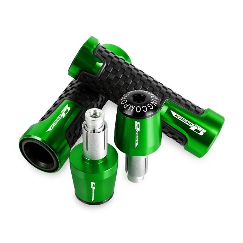 QGBUSQ Motorrad 7/8" 22mm Lenkergriffe Für BM&W Für K1600B 2020 2021 2022 2023 CNC Motorrad Griff Bar End Gewicht Lenker Griffe Enden Kappe Anti Vibration Slider Stecker(B-Green) von QGBUSQ