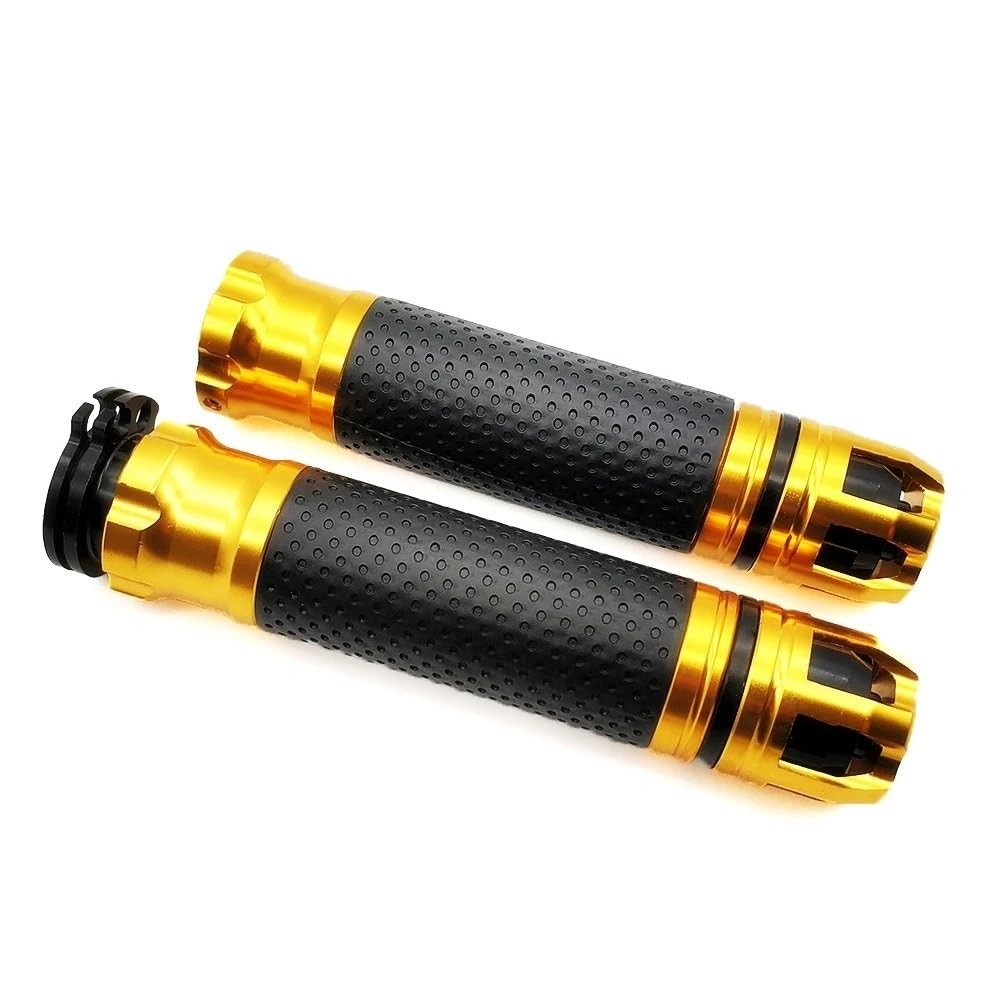 QGBUSQ Motorrad 7/8" 22mm Lenkergriffe Für Y&amaha TDM 900 MT-125/MT125 MT-01 V-MAX YZF R6 Universal CNC Motorrad Griff Lenker Enduro Moto Hand Bar Grip(Gold) von QGBUSQ