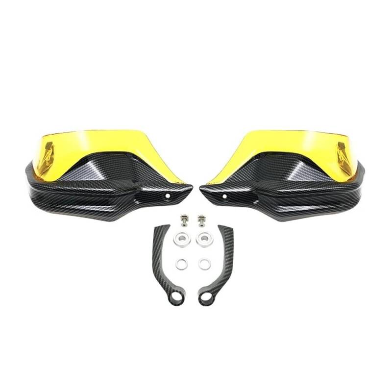 QGBUSQ Motorrad Handprotektoren Für BM&W Für R1200GS LC Für R1250GS Für F800GS Für F750GS Für F850GS Für F900R/XR Für S1000XR Handschutz Schild Hand Schutzfolie Windschutzscheibe(Carbon Yellow Set) von QGBUSQ