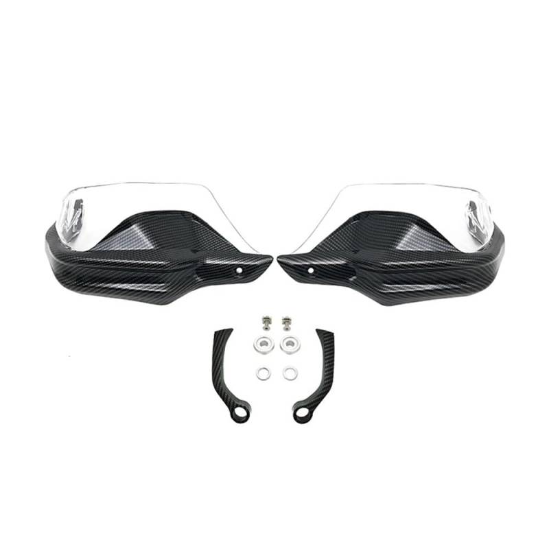 QGBUSQ Motorrad Handprotektoren Für BM&W Für R1250GS Für R1200GS LC Für F800GS GSA Für F850GS Für F900R XR Für S1000XR ABS Handschutz Schild Handschutzfolie Windschutzscheibe(Carbon Clear Set) von QGBUSQ