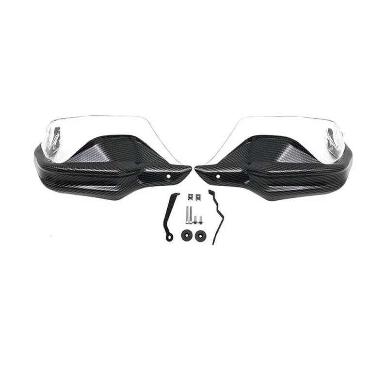 QGBUSQ Motorrad Handprotektoren Für Voge Für Valico 525 Für DS525X Handschutz Für 525DSX Für DSX525 Für DSX 525 2023 2024 Motorrad Handprotektoren Lenker Wachen Windschutzscheibe(Carbon Clear Set) von QGBUSQ