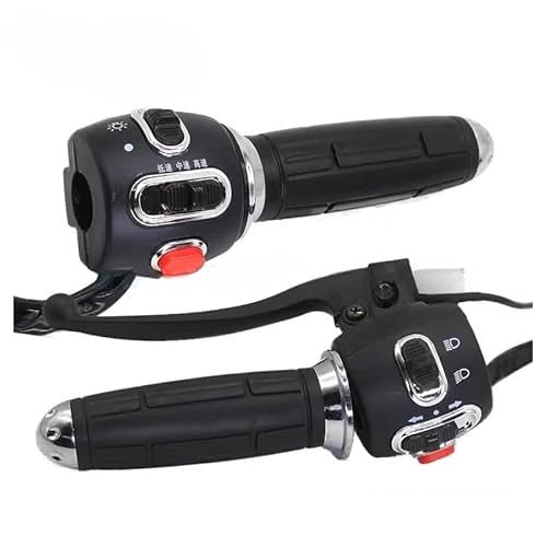 Motorrad Handle Schalter Griff Geschwindigkeitsschaltregler Steuergriff Hupe Fernlicht Abblendlicht Blinker Bremsschalter Elektrofahrzeug Roller(Left Right Without-Black) von QGEMCIFLS