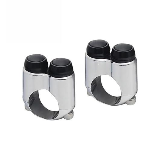 Motorrad Handle Schalter Handsteuerungsschalter Für Motorrad Dual Momentary Buttons Lenkerschalter(22mm Chrome Black 2X) von QGEMCIFLS