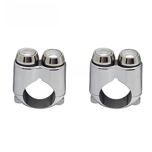 Motorrad Handle Schalter Handsteuerungsschalter Für Motorrad Dual Momentary Buttons Lenkerschalter(25mm Chrome 2X-Silver) von QGEMCIFLS