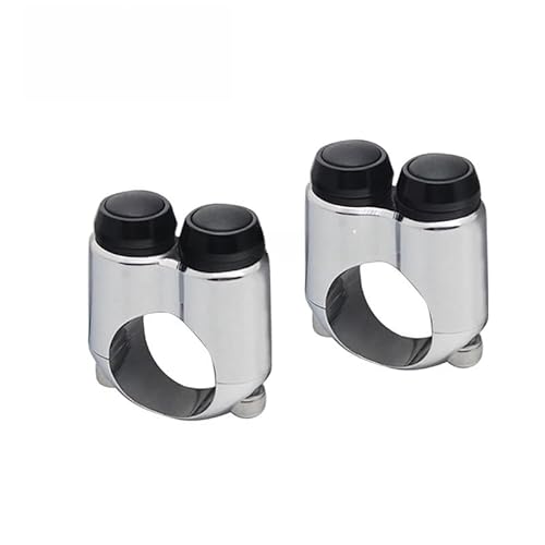 Motorrad Handle Schalter Handsteuerungsschalter Für Motorrad Dual Momentary Buttons Lenkerschalter(25mm Chrome Black 2X) von QGEMCIFLS