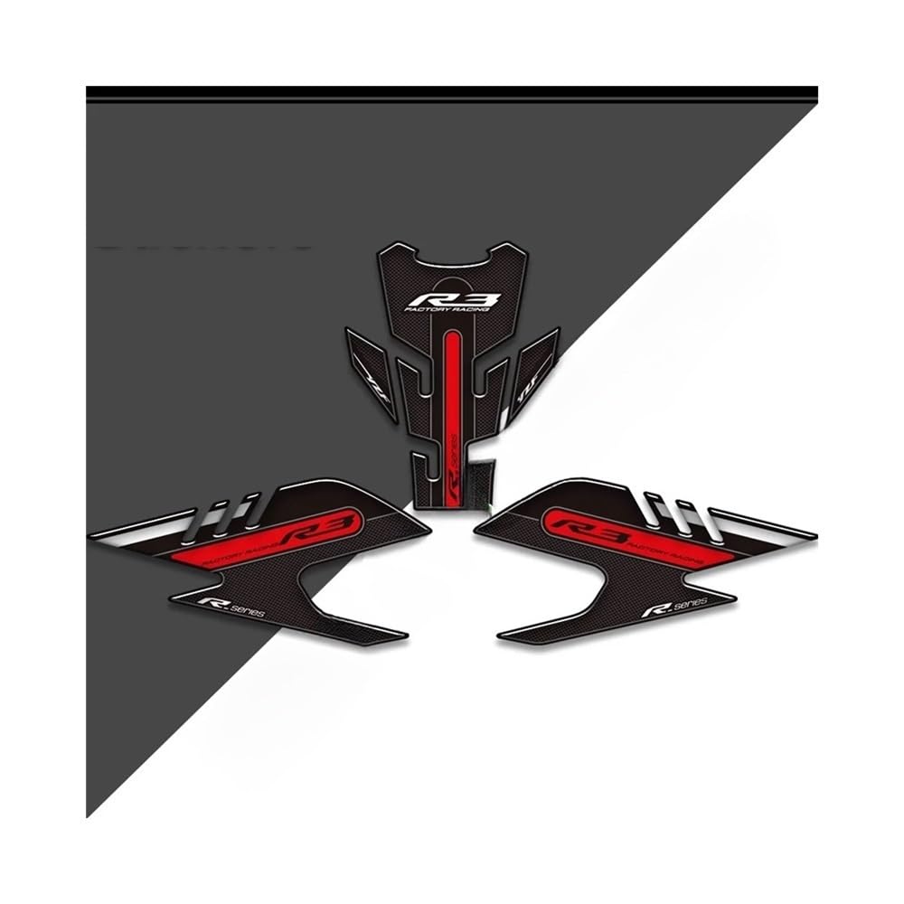 Tankpad Tankschutz Motorrad Für Ya&maha YZF R3 YZF-R3 YZFR3 Tank Pad Seitengriffe Gas Heizöl Kit Knie Aufkleber Decals Protector 2019-2022 von QGEMCIFLS