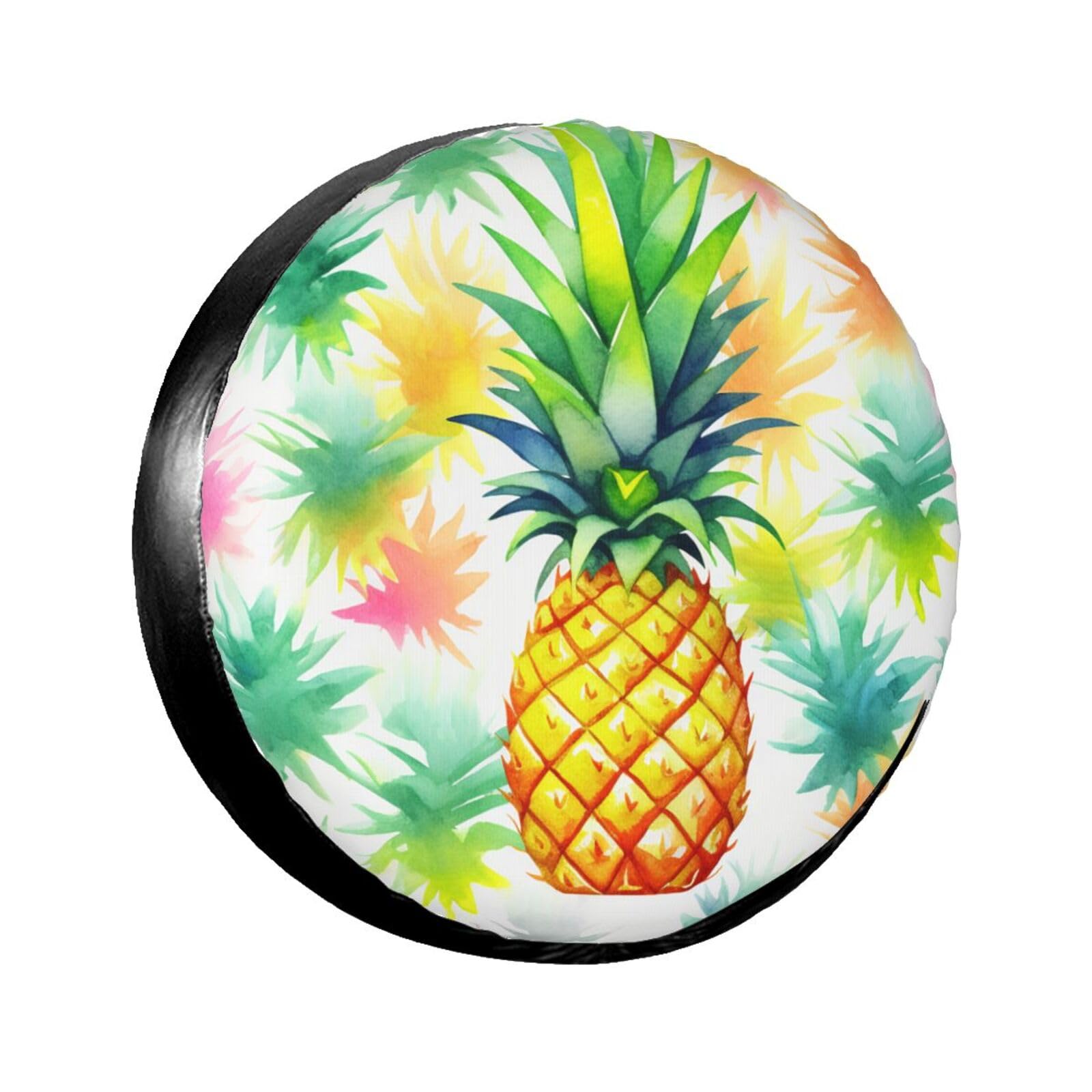 Ananas-Aquarell-Reifenschutzabdeckung, wasserdicht und sonnenfest, staubdicht, Ersatzradabdeckung für Jeeps, SUVs, LKWs, Anhänger, 35,6 cm (14 Zoll) von QGGHNISD