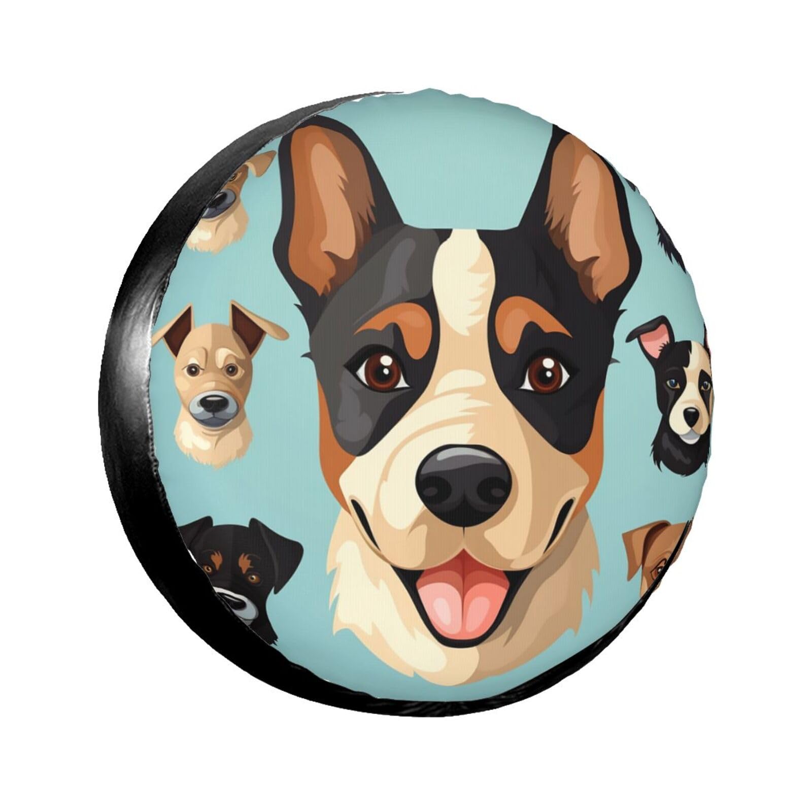 Dog Icon Reifenschutzabdeckung, wasserdicht und sonnenfest, staubdicht, Ersatzradabdeckung für Jeeps, SUVs, LKWs, Anhänger, 35,6 cm (14 Zoll) von QGGHNISD