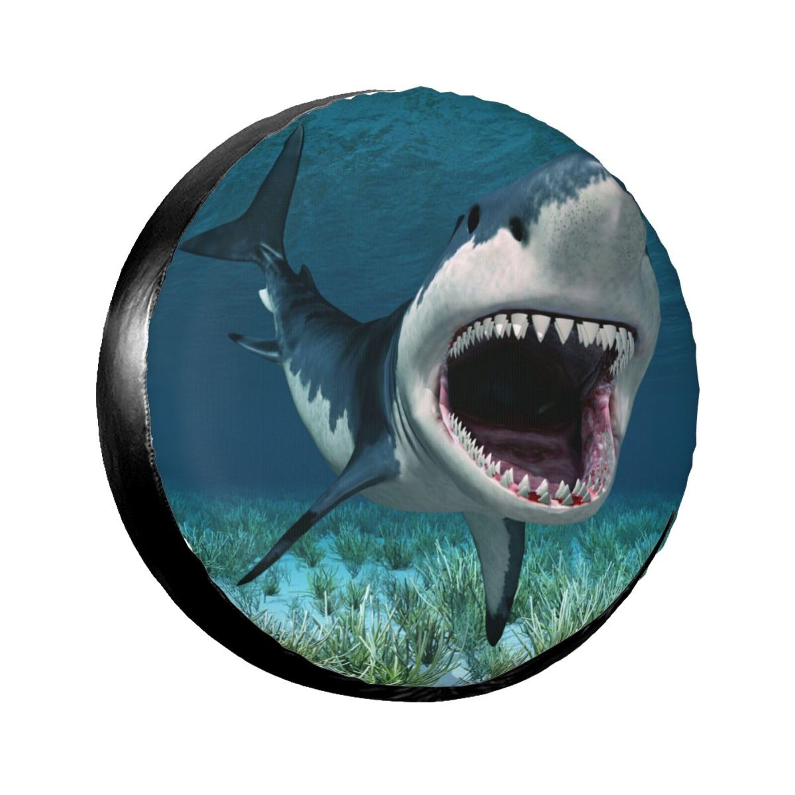 Ocean Shark Reifenschutzabdeckung, wasserdicht und sonnenfest, staubdicht, Ersatzradabdeckung für Jeeps, SUVs, LKWs, Anhänger, 43,2 cm (17 Zoll) von QGGHNISD