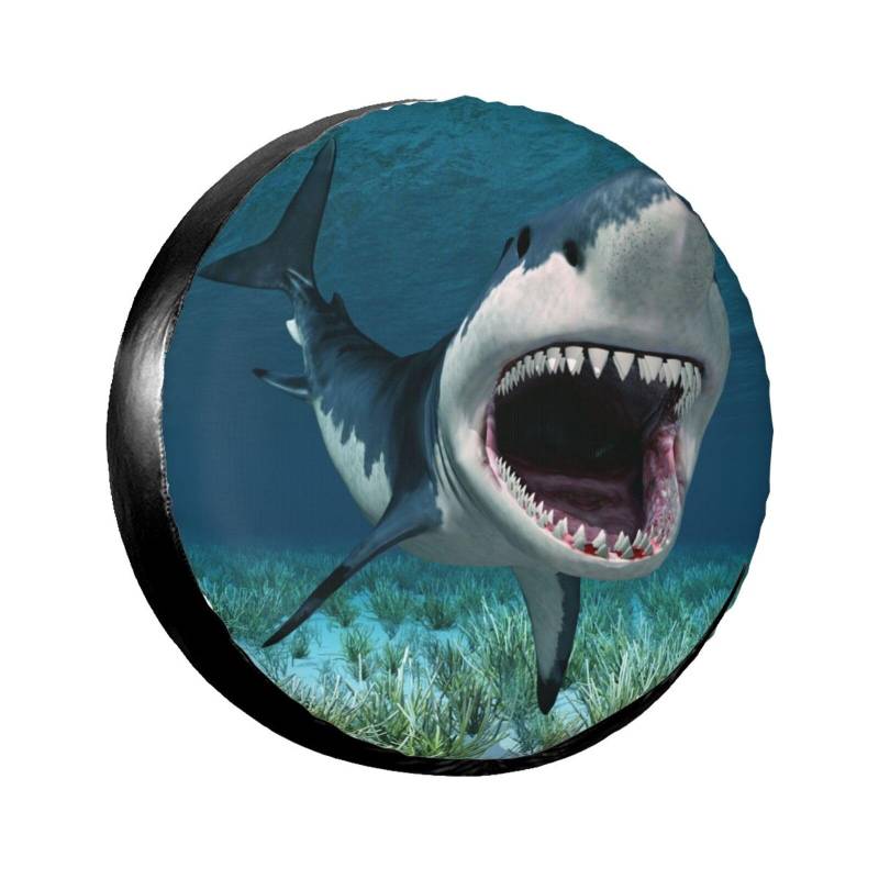 Ocean Shark Reifenschutzabdeckung, wasserdicht und sonnenfest, staubdicht, Ersatzradabdeckung für Jeeps, SUVs, LKWs, Anhänger, 43,2 cm (17 Zoll) von QGGHNISD