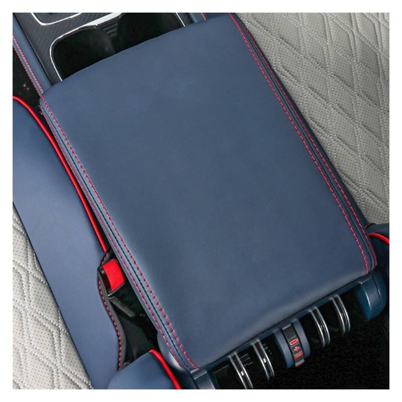 Auto Getriebe Shift Panel Rahmen Trim Für BYD Für Atto 3 2022 2023 Leder Auto Armlehne Matte Innenraum Auto Aufbewahrungsbox Staubdicht Kissenbezug(Blau) von QGMKMVZZBK