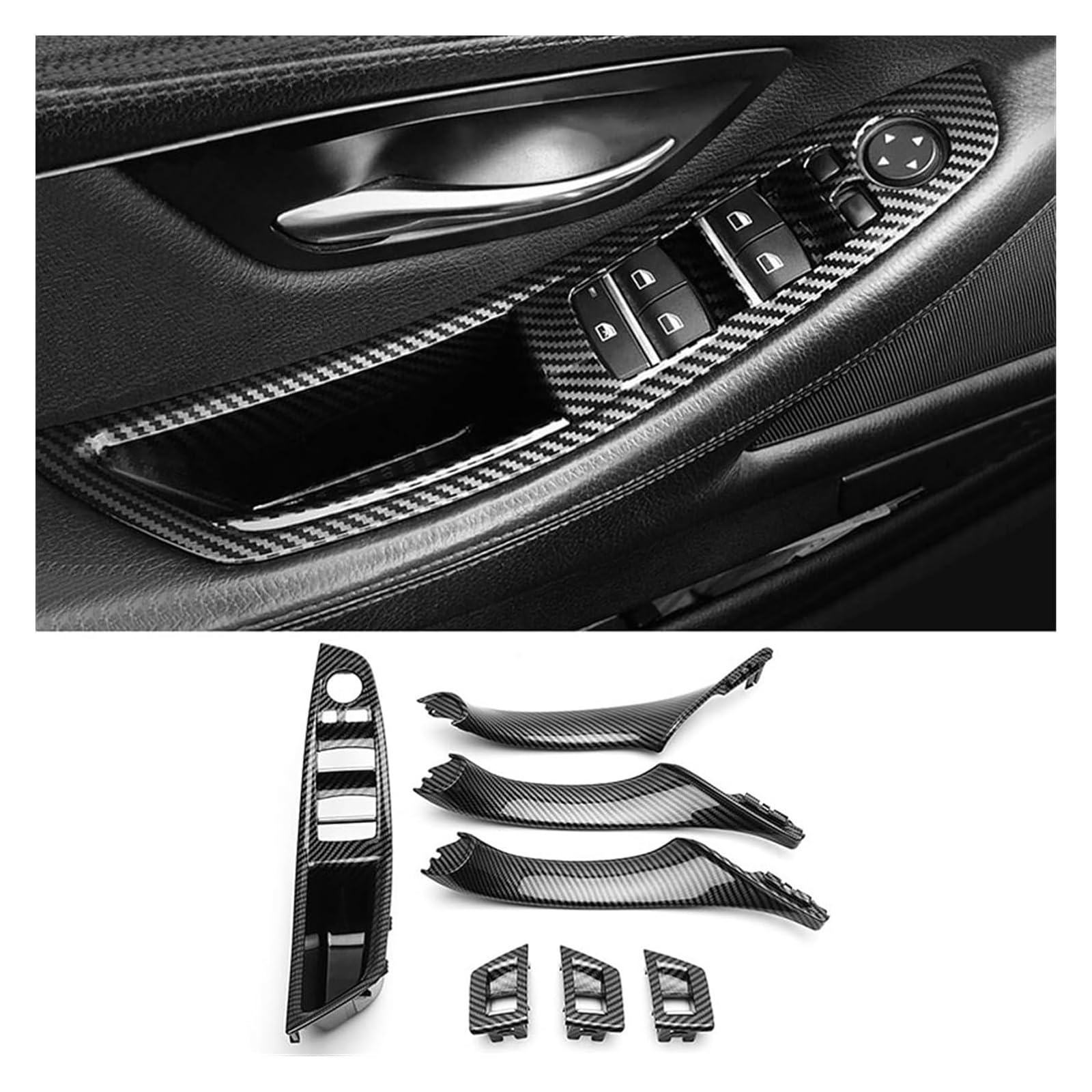 Auto Innen Türverkleidung Türgriff Für 5 Series F10 2011-2016 Auto-Innenverkleidung Tür-Zuggriffabdeckung Innentür-Zuggriff Ersetzen(7pcs Carbon Fiber) von QGMKMVZZBK