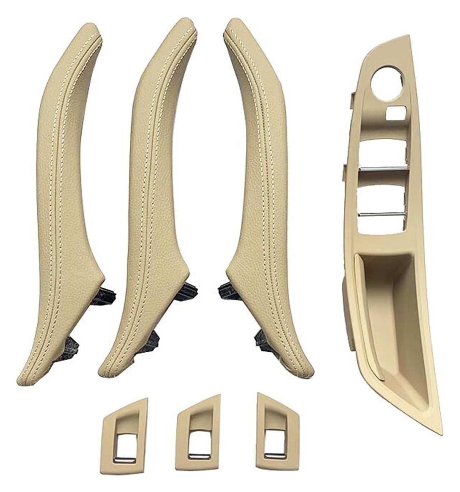 Auto Innen Türverkleidung Türgriff Für 5 Series F10 520 523 525 528 530 535 Tür Leder Pull Griff Set LHD RHD Fahrer Seite Armlehne Passagier(Rhd Beige 7pcs Set) von QGMKMVZZBK