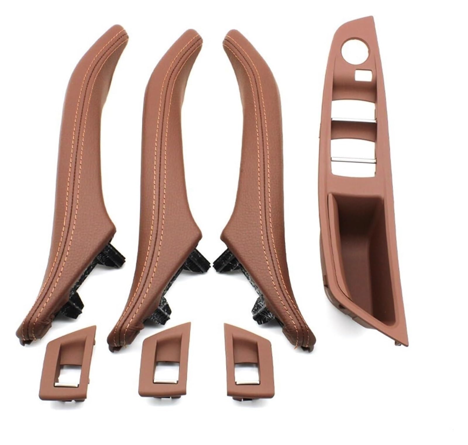 Auto Innen Türverkleidung Türgriff Für 5 Series F10 520 523 525 528 530 535 Tür Leder Pull Griff Set LHD RHD Fahrer Seite Armlehne Passagier(Rhd Brown 7pcs Set) von QGMKMVZZBK