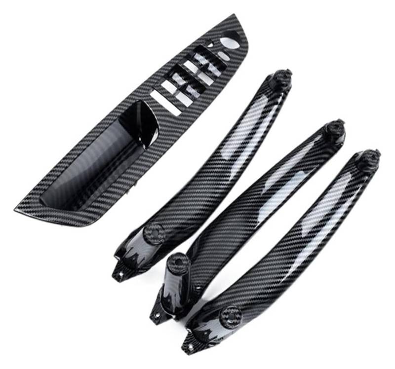 Auto Innen Türverkleidung Türgriff Für E70 E71 X5 X6 2007-2014 Auto Armlehne Links Vorne LHD Innentürgriff Innenverkleidung Pull Trim Cover(Carbon Fiber 4pcs) von QGMKMVZZBK