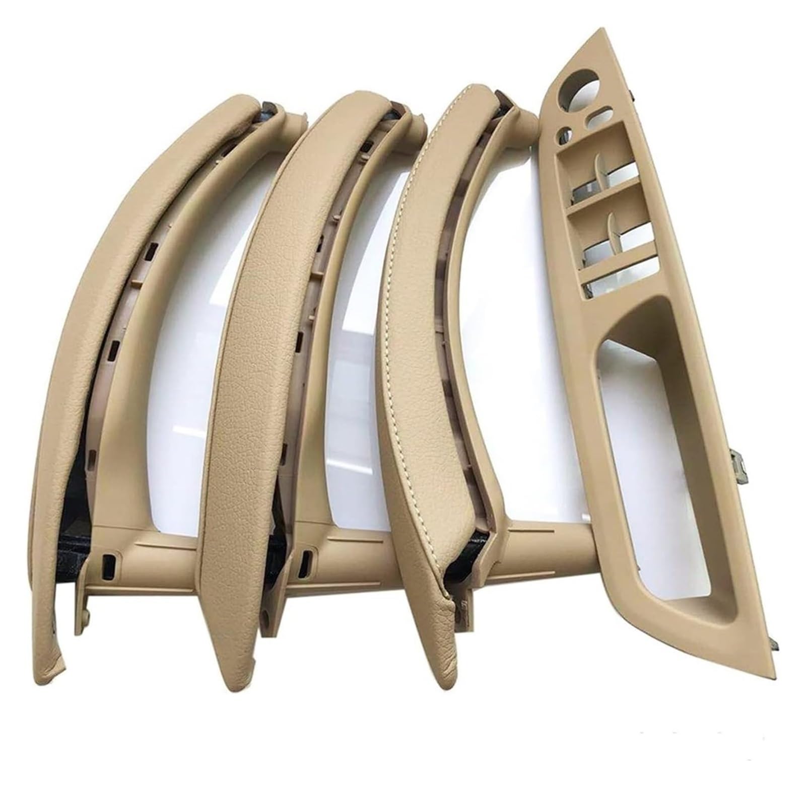 Auto Innen Türverkleidung Türgriff Für X5 X6 E70 E71 E72 2007-2013 Innentür-Armlehne Rechts Leder-Zuggriff Kompletter Satz(Rhd Beige 7pcs) von QGMKMVZZBK