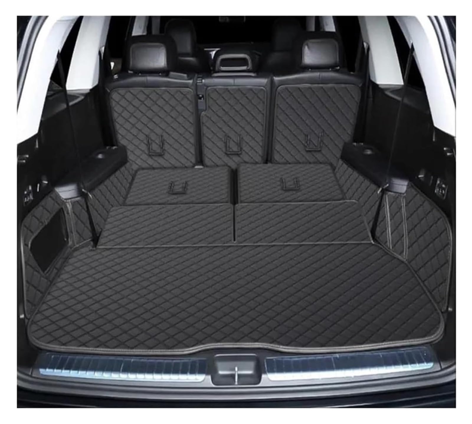 Kofferraummatte Für Mercedes Für B&ENZ GLS 400d 2020-2024 X167 6/7 Sitze Kofferraummatten Auto-Kofferraumteppiche Cargo Liner(Black Black) von QGMKMVZZBK