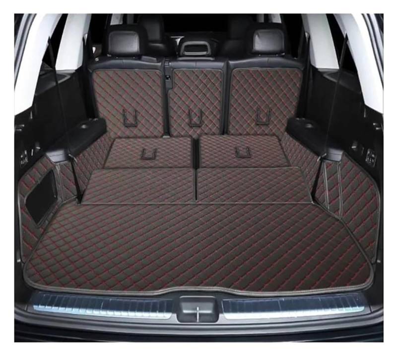 Kofferraummatte Für Mercedes Für B&ENZ GLS 400d 2020-2024 X167 6/7 Sitze Kofferraummatten Auto-Kofferraumteppiche Cargo Liner(Black red,6 Seats) von QGMKMVZZBK