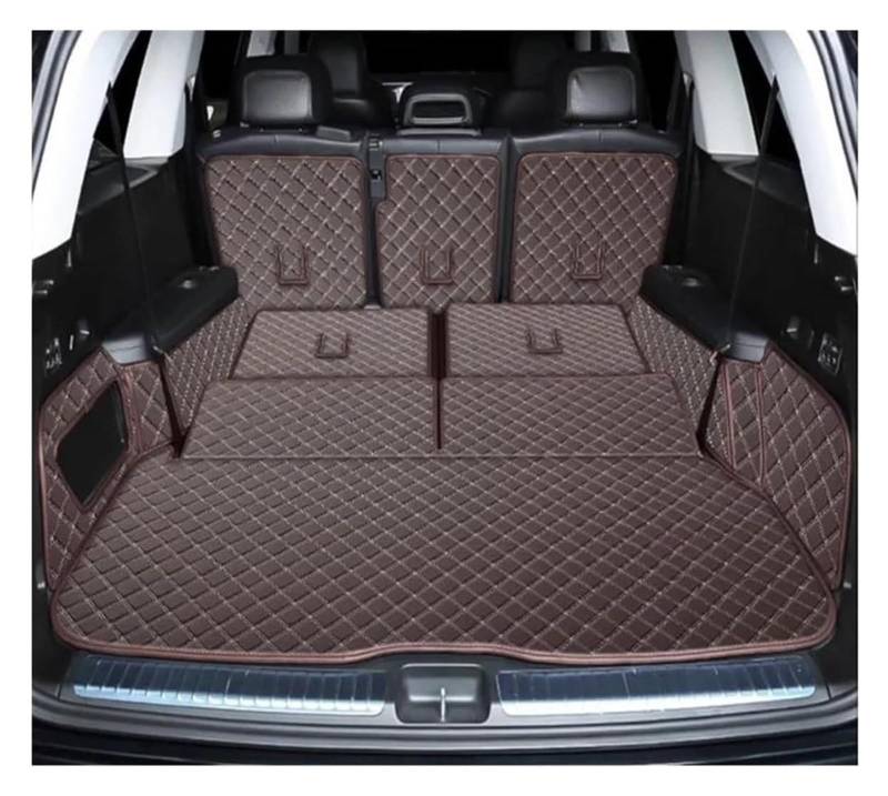 Kofferraummatte Für Mercedes Für B&ENZ GLS 400d 2020-2024 X167 6/7 Sitze Kofferraummatten Auto-Kofferraumteppiche Cargo Liner(Coffee,6 Seats) von QGMKMVZZBK