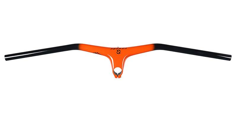 Carbon Mountainbike-Lenker und Vorbau, 10 Grad, integrierter MTB-Lenker, Breite 600–780 mm, Fahrradlenker und 70–110 mm Vorbau für Mountainbike (Orange, 600 x 80 mm) von QHQKR