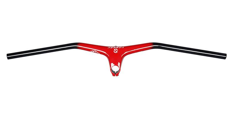 Carbon Mountainbike-Lenker und Vorbau, 10 Grad, integrierter MTB-Lenker, Breite 600–780 mm, Fahrradlenker und 70–110 mm Vorbau für Mountainbike (rot, 600 x 110 mm) von QHQKR