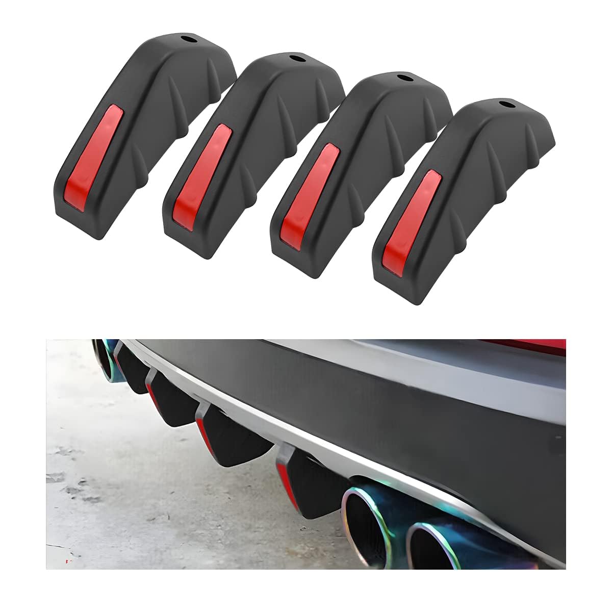 Auto Hinteren Spoiler Für Ford KUGA 2 (II) 2012-2019, Anti-Crash Accessories Spoiler Shark Fin Protector, Heckspoiler Flügellippe Rear Spoiler Wings Tail Rear Trunk Lip,Black/Red von QIANGFAFA