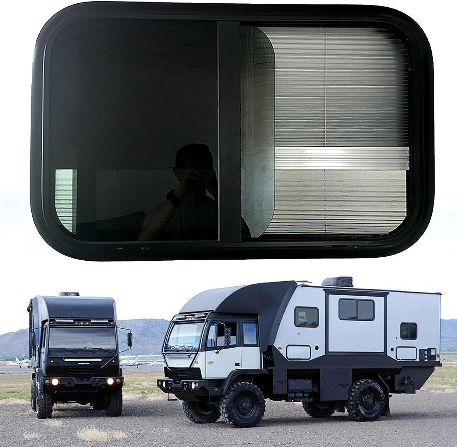 Horizontales Schiebefenster For Wohnmobile, Wandstärke 30–90 Mm, Ersatzfenster For Wohnmobile Mit Integriertem Rollo Und Fliegengitter, For Wohnmobil-Wohnwagen(500x400mm) von QIANMEI