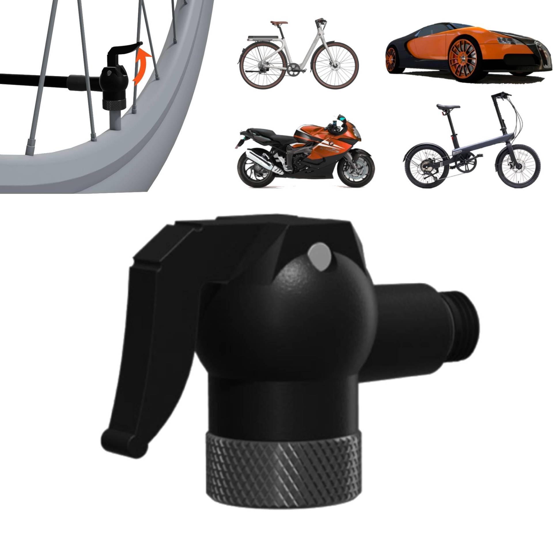 QiCYCLE 1 Stück Autoventil Adapter, Amerikanisches & Französisches Ventil Adapter, Autoventil Hebelstecker Air Chuck für Auto Moto Fahrrad und Autoreifen Kompressor, Deflation, für Bosch Xiaomi Lezyne von QICYCLE