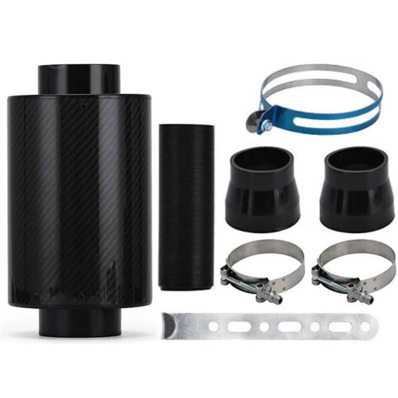 Ansaugschläuche 1 Set Universal Auto 76mm 3 Zoll Kohlefaser Kaltluftfilter Feed Geschlossener Hight Flow Cold Air Intake Induction Rohr Schlauch Kit von QIFANB